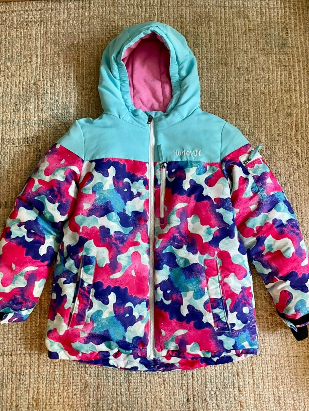Hurley Girls Heavyweight Snow Ski Jacket Multicolor Camo Size Large 14/16